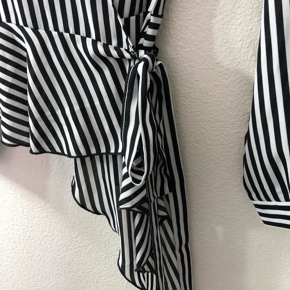Fashion Nova Striped Asymmetrical Wrap Top - Picture 5 of 7